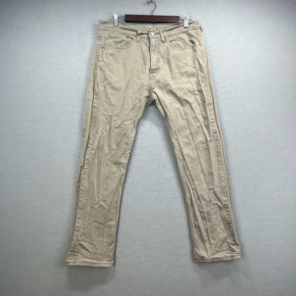 Levis 505 Jeans Mens 34x30 Tan Khaki Denim Regular Straight Classic Work Utility